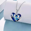 BLUE Exquisite Heart-shaped Blue Crystal "MOM" Pendant Necklace - Fashionable Women's Mother Necklace, Warm Family Love Jewelry, Romantic Mother's Day Gift