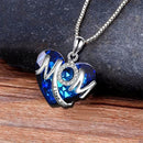BLUE Exquisite Heart-shaped Blue Crystal "MOM" Pendant Necklace - Fashionable Women's Mother Necklace, Warm Family Love Jewelry, Romantic Mother's Day Gift