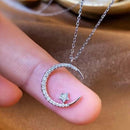 GOLD"Crescent and Stars" Crystal Necklace: Weaving the Galaxy into a Chain, Crafting a Flowing Dazzling Starry Sky Around Your Neck