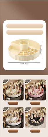 Rotatable Luxury Cosmetic Organizer Desk Large Capacity Skincare Storage Shelf Vanity Tidy Tray Cosmetic Storage Box（pink）