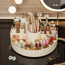 Rotatable Luxury Cosmetic Organizer Desk Large Capacity Skincare Storage Shelf Vanity Tidy Tray Cosmetic Storage Box（white）