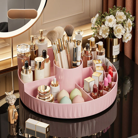 Rotatable Luxury Cosmetic Organizer Desk Large Capacity Skincare Storage Shelf Vanity Tidy Tray Cosmetic Storage Box（black）