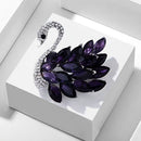 Purple  Crystal Swan Brooch with Premium Appeal – Secure Button Pin for Women, Dedicated Elegant Brooch, Stylish High-End Accessory Exquisitely Matched for Suits