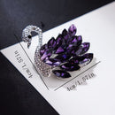 Purple  Crystal Swan Brooch with Premium Appeal – Secure Button Pin for Women, Dedicated Elegant Brooch, Stylish High-End Accessory Exquisitely Matched for Suits