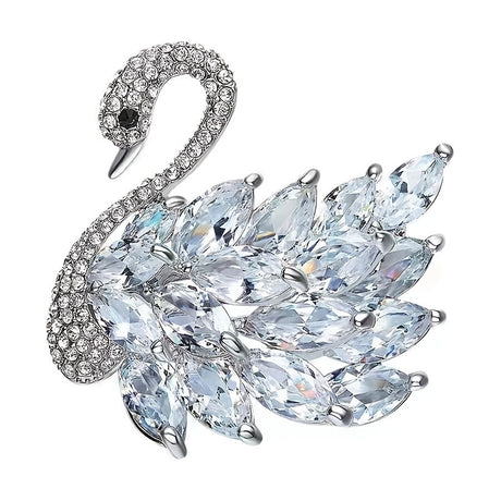 Purple  Crystal Swan Brooch with Premium Appeal – Secure Button Pin for Women, Dedicated Elegant Brooch, Stylish High-End Accessory Exquisitely Matched for Suits