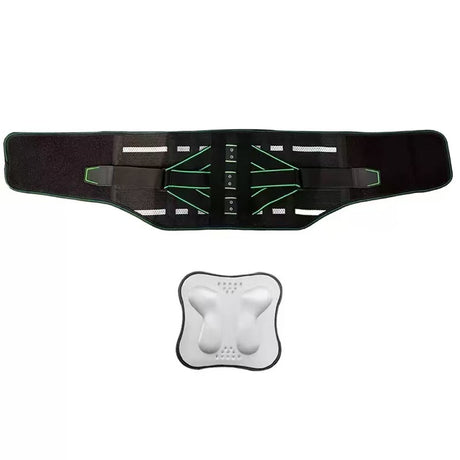 Lumbar Support Belt, featuring 8X Enhanced Lumbar Support, designed with a 3D massage pad, unisex back support strap, breathable and adjustable shoulder straps, available in green.（Size XXL）