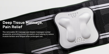 Lumbar Support Belt, featuring 8X Enhanced Lumbar Support, designed with a 3D massage pad, unisex back support strap, breathable and adjustable shoulder straps, available in green.（Size XXL）