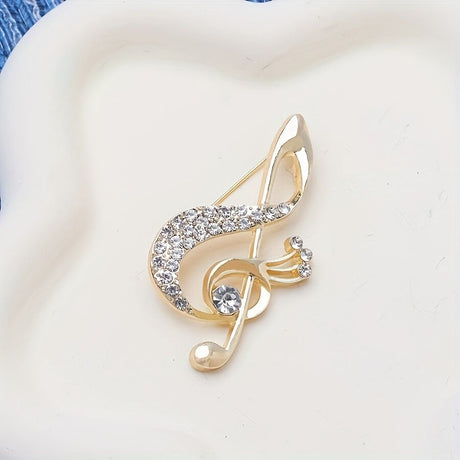 **Lively Musical Note Brooch: 5.8cm Gilded Movement, an Artistic Verse in Everyday Wear**