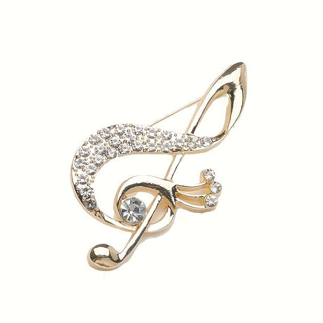**Lively Musical Note Brooch: 5.8cm Gilded Movement, an Artistic Verse in Everyday Wear**