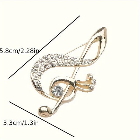 **Lively Musical Note Brooch: 5.8cm Gilded Movement, an Artistic Verse in Everyday Wear**