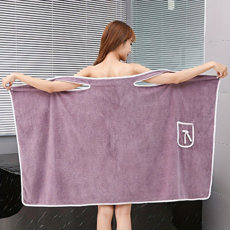 1-Piece Bath Towel with Pocket, Wearable Bath Towel, Bathroom Shower Supply, Can be Used as Robe, Nightgown, Sexy Strap Dress, Blanket, Indoor/Outdoor Fitness Sauna Shawl, Easy to Carry, Machine Washable（blue）