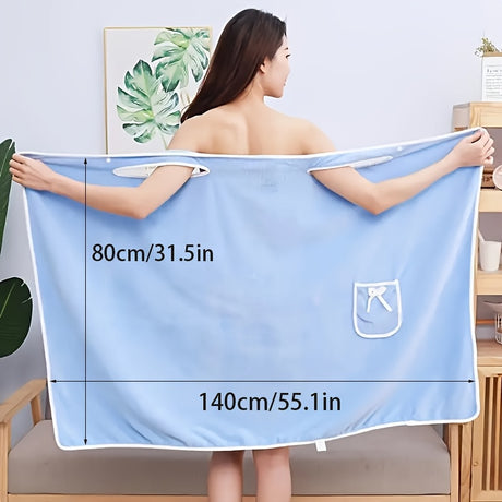 1-Piece Bath Towel with Pocket, Wearable Bath Towel, Bathroom Shower Supply, Can be Used as Robe, Nightgown, Sexy Strap Dress, Blanket, Indoor/Outdoor Fitness Sauna Shawl, Easy to Carry, Machine Washable（PINK）
