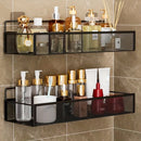 Wrought Iron Bathroom Storage Basket, Wall-Mounted Self-Adhesive Toothbrush Holder, Cosmetic & Condiment Shower Shelves, Kitchen & Bathroom Decorative Accessories/ WHITE