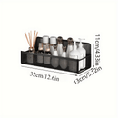 Wrought Iron Bathroom Storage Basket, Wall-Mounted Self-Adhesive Toothbrush Holder, Cosmetic & Condiment Shower Shelves, Kitchen & Bathroom Decorative Accessories/ WHITE