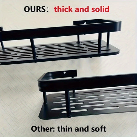 Wall-Mounted Shower Caddy: Large-Capacity, No-Drill Floating Shelf for Bathroom & Kitchen - Space-Saving & Easy to Install