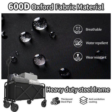 Foldable Shopping Cart, made of 600D waterproof Oxford fabric, equipped with all-terrain silent wheels. Suitable for beach/groceries/garden/shopping trips. A portable shopping cart with strong load-bearing capacity.