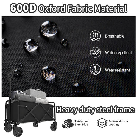 Foldable Shopping Cart, made of 600D waterproof Oxford fabric, equipped with all-terrain silent wheels. Suitable for beach/groceries/garden/shopping trips. A portable shopping cart with strong load-bearing capacity.