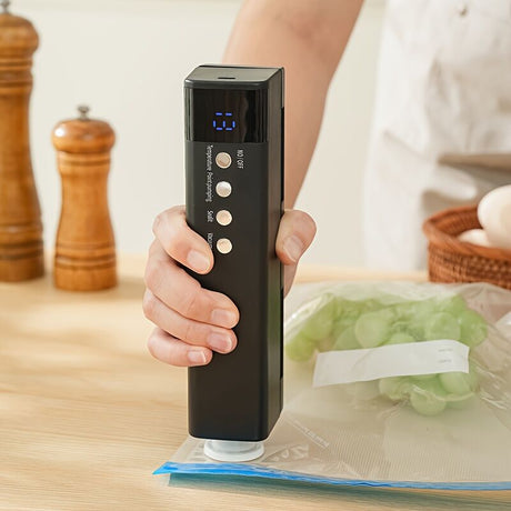 **1pc black Portable Wireless Vacuum Sealer｜USB Charging Compact Design, One-Touch Sealing for Long-Lasting Freshness, Ideal for Home & Outdoor Use**