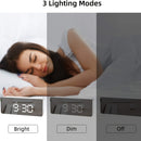 LED Mirror Desk Clock with Snooze Function & Temperature Display Digital Alarm Clock, Large LED Display Mirror Clock with Snooze, Adjustable Brightness, Suitable for Home Bedroom Living Room Office Travel (White)