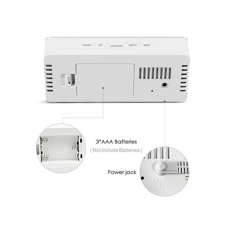 LED Mirror Desk Clock with Snooze Function & Temperature Display Digital Alarm Clock, Large LED Display Mirror Clock with Snooze, Adjustable Brightness, Suitable for Home Bedroom Living Room Office Travel (White)