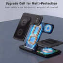 Multi-device 3-in-1 Foldable Wireless Charging Station | iWatch Series 9 8 7 6 SE 5 4 3 2, Ultra Airpods Pro 3 2, iPhone 17/16/15/14/13/12/11 Rapid Charging Stand - Magnetic Connector, USB Power Supply