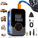 Portable wireless air compressor tire inflation pump - Equipped with digital pressure gauge, emergency LED light, 4x fast cordless design; built-in rechargeable battery; digital display tire inflation pump Suitable for car, motorcycle, bicycle tires and s