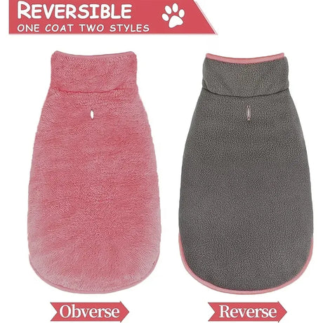 Double-sided fleece windproof and warm dog winter coat (pink/XXL) Snow dog jacket vest, large and medium-sized pet dog clothing