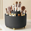 360-degree rotating makeup product storage box (black) - 1 plastic makeup storage box with 5 compartments inside - A multi-functional storage rack for makeup brushes, lipsticks, skincare products and stationery - A durable and odorless desktop storage box