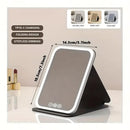 LED folding makeup mirror with light, portable travel beauty mirror with light, three-color adjustable light, touch screen, rechargeable