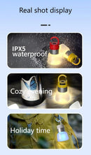 Two random color (green - yellow - white - red) outdoor camping lights, convenient for hiking, multi-scenario water bottle lights, ambient lights, suspended hanging lights with focused light