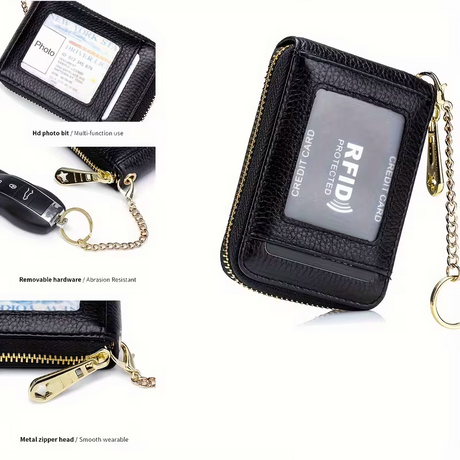 Casual style multi-compartment zipper wallet: Cards and loose change are neatly sorted