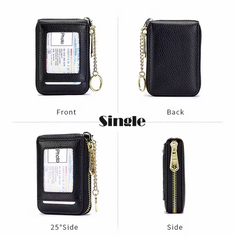Casual style multi-compartment zipper wallet: Cards and loose change are neatly sorted