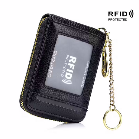 Casual style multi-compartment zipper wallet: Cards and loose change are neatly sorted