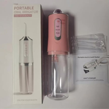 Wireless electric water toothbrush set, equipped with 4 nozzle heads - 360° rotatable nozzles, USB charging, lithium battery, suitable for daily teeth and gum cleaning, suitable for both men and women, is the perfect gift for the holidays. Dental cleaning