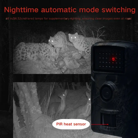 Hiking and hunting camera with night vision function, high-definition, 0.8s trigger, 120 ° wide-angle lens, used for outdoor camping, wildlife monitoring, home security monitoring, orchard monitoring (battery not included)