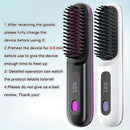 Black Silver Wireless Hair Straightening Comb Fast Heating Hair Comb Women'S Hair Styling