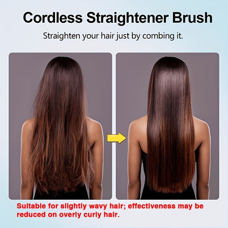 Black Silver Wireless Hair Straightening Comb Fast Heating Hair Comb Women'S Hair Styling