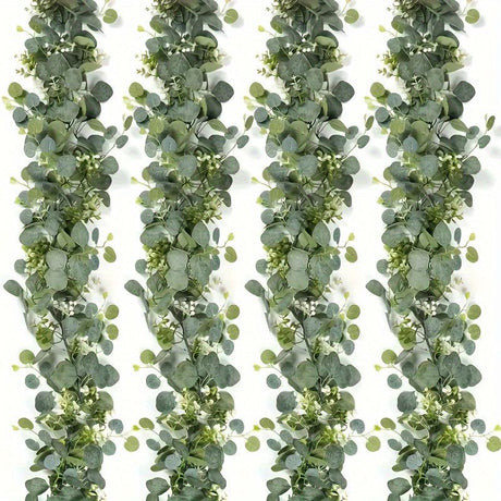 Green White Artificial Eucalyptus Garlands White Baby'S Breath 180 Cm Garlands Durable