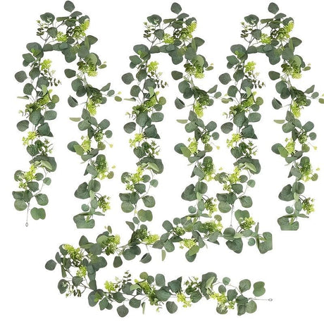 Green White Artificial Eucalyptus Garlands White Baby'S Breath 180 Cm Garlands Durable