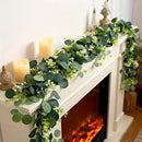 Green White Artificial Eucalyptus Garlands White Baby'S Breath 180 Cm Garlands Durable