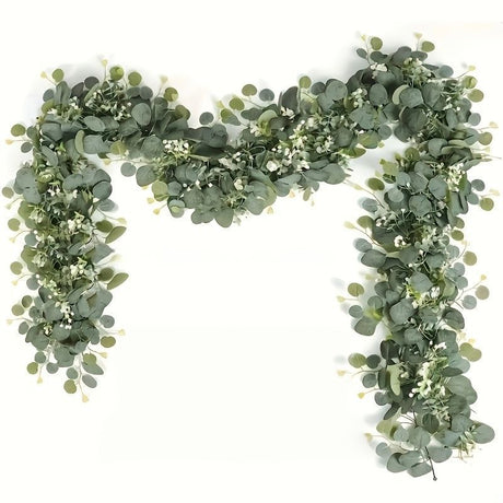 Green White Artificial Eucalyptus Garlands White Baby'S Breath 180 Cm Garlands Durable