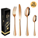 western cutlery set, steak knife and fork set, stainless steel cutlery, gift set for dining, 16-piece cutlery, Australian dining, steak knives Australia, premium cutlery set, gift for couples, housewarming gift - Silver - Size 16 -piece set