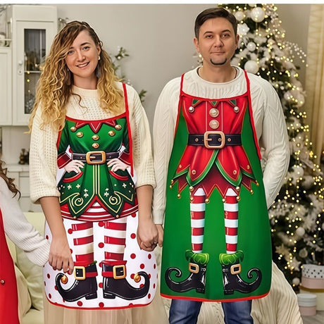 Christmas apron, waterproof apron, oil-resistant apron, festive kitchen decor, holiday cooking apron, Christmas gift idea, Santa apron, snowman apron, reindeer apron, family gathering apron - Christmas - Size 3-3PCS