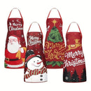 Christmas apron, waterproof apron, oil-resistant apron, festive kitchen decor, holiday cooking apron, Christmas gift idea, Santa apron, snowman apron, reindeer apron, family gathering apron - Christmas - Size 5-5PCS