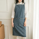 denim apron, kitchen apron, Japanese-style apron, work apron, unisex apron, apron with pockets, barista apron, cooking apron, men's denim apron, women's denim apron - Navy - Size M