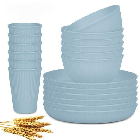 Wheat Straw Dinnerware Set Unbreakable Dinner Plates BPA-Free Dinnerware - Beige - Size 01