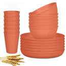 Wheat Straw Dinnerware Set Unbreakable Dinner Plates BPA-Free Dinnerware - Blue - Size 01