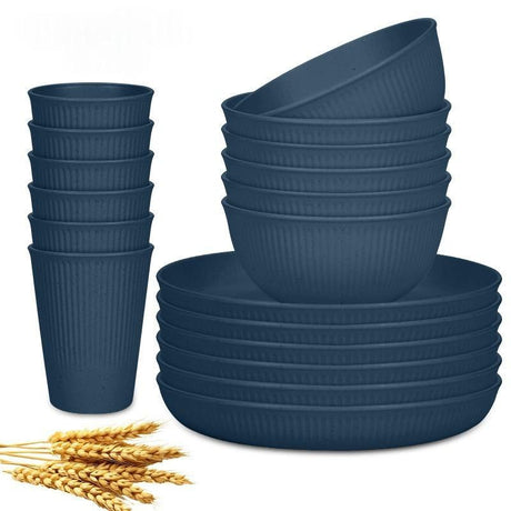 Wheat Straw Dinnerware Set Unbreakable Dinner Plates BPA-Free Dinnerware - Orange - Size 01