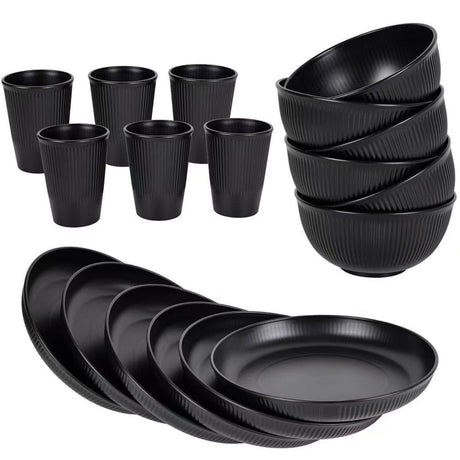 Wheat Straw Dinnerware Set Unbreakable Dinner Plates BPA-Free Dinnerware - Orange - Size 01