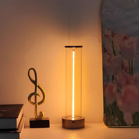 Minimalist Table Lamp Cordless Lamp Rechargeable Lamp Touch Dimmable Lamp - Black - Size 24CM